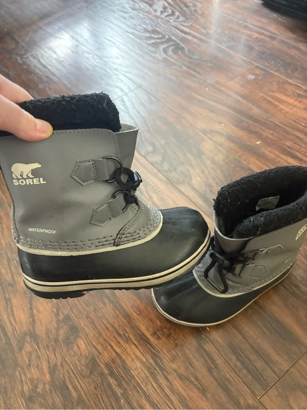 Sorel Kids Black and Gray Waterproof Winter Boots
